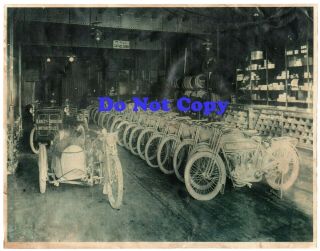 Great Old 8 1/2 " X 11 " Cyanotype Photo Of A Harley Davidson Dealership Interior