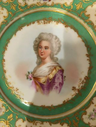 Hand Painted Antique Sevres Chateau des Tuileries Cabinet Plate Signed 2