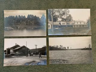 4 Vintage Early 1900’s Real Photo Postcards Minocqua Wisconsin Train Station,