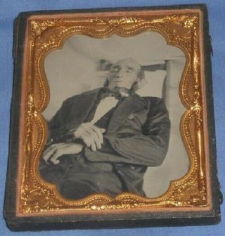 Antique 1/4 Plate Daguerreotype Post Mortem Photo Deceased Tall Man /pristine