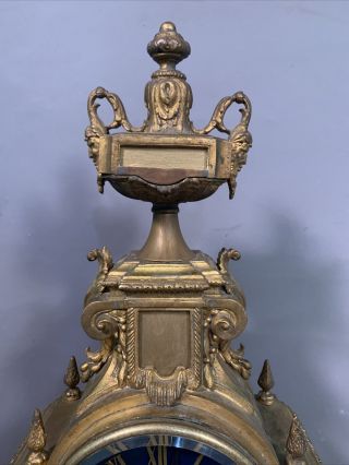 LG Ca.  1900 Antique FRENCH Old PARIS Figural ORMOLU CHERUB Painted MANTEL CLOCK 2