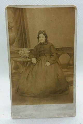 Antique Photo 72 Year Old Victorian Lady in Mourning Clothes Dated 1873 110x62mm 2