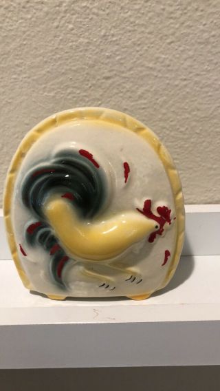 Vintage Planter Vase Wall Pocket Chicken Rooster Porcelain Ceramic