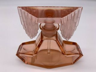 Elegant Rare 1920 ' s Art Deco Pink Czech Crystal Cascade Perfume Bottle w/Dauber 2