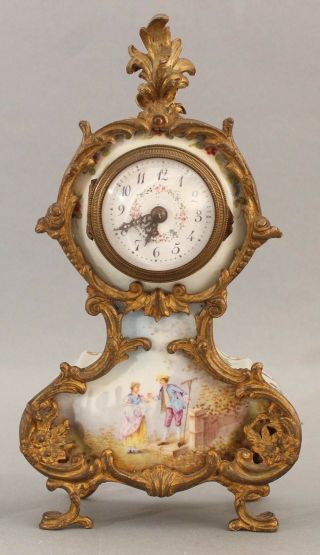 Antique 19thC Miniature French Hand Painted Porcelain Gilt Bronze Clock Urns Set 3
