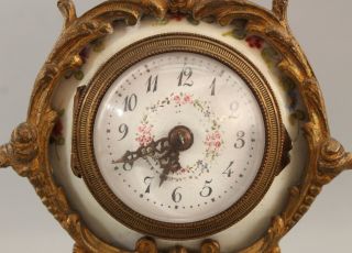 Antique 19thC Miniature French Hand Painted Porcelain Gilt Bronze Clock Urns Set 4