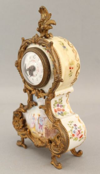 Antique 19thC Miniature French Hand Painted Porcelain Gilt Bronze Clock Urns Set 6