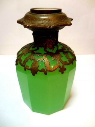 French Green Opaline Glass Perfume Scent Bottle (has Stopper) 3.  75 " Palais Royal