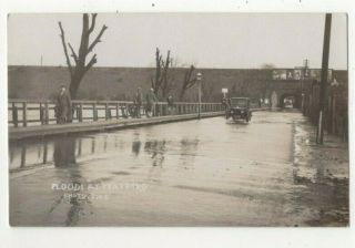 Floods At Watford Water Lane 1920s Vintage Rp Postcard Pike Hertfordshire 324c