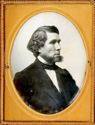 Quarter Plate Daguerreotype Of Distinguished Man In Profile With Beard.