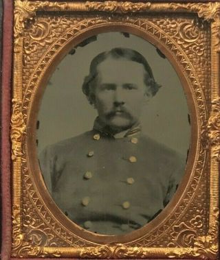 Confederate Captain Civil War Officer 1/9 Plate Ambrotype 1860s Southern Photo