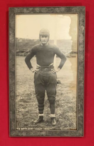 Antique 1920 Kansas University Football Player Framed Photo Early Old Vintage
