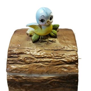 Rare Vintage Norcrest Lefton Bluebird On Log Anthropomorphic Cookie Jar Japan