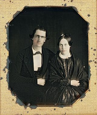 Attractive Young Couple With Tinted Faces Intimate 1/6 Plate Daguerreotype G282