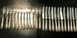 Vintage Solingen 800 Silver Flatwear Set Of 24 Dessert/fruit Knives & Forks