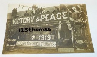 Coventry Ww1 Decorated Tram Car 1919 Victory & Peace Real Photo 1918 1277