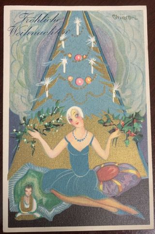 Vintage Signed Chiostri Ballerini Fratini Froliche Weinachten Christmas Postcard