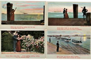 Vintage Theochrom Series 1808,  1,  2,  3,  4 Postcards 1907 De Witt C Wheeler Posted