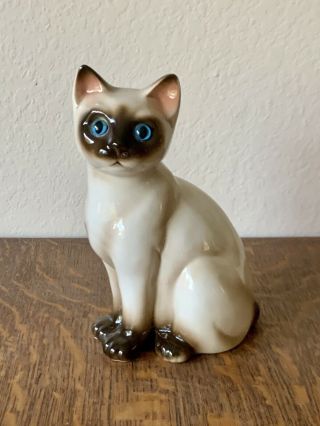 Vintage Mcm Josef Originals Siamese Cat Porcelain Figurine 6 3/4”