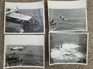 Official Ww2 Us Navy Photos (4) Uss Altamaha Plane Crashes Off Deck May 1943