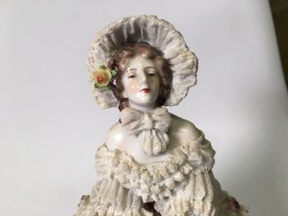 Antique German Dresden Volkstedt Lace Porcelain Figurine 4