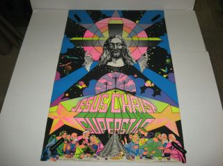 1971 Vintage Jesus Christ Superstar Blacklight Poster Third Eye