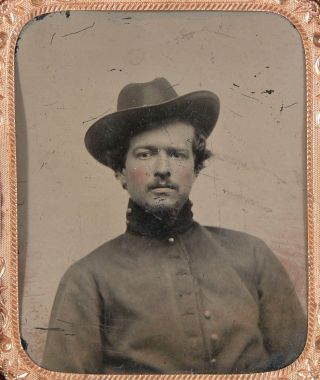 1860s Sixth Plate Civil War Tintype Photo Of A Union Army Artillery Soldier