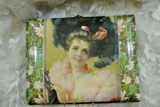 Antique Victorian Lady W/ Hat & Gloves Celluloid Photo Album W/ 60 Photographs