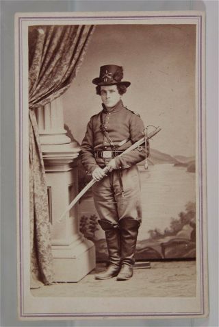 1860s Civil War Union Army Cavalry Soldier Cdv Photo - A Vermont Cavalry Midget