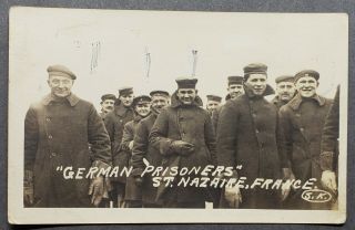 Ww1 - Ww2 " German Prisoners " Post Card Picture St.  Nazaire,  France S.  K.