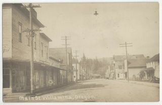 1920 Willamina,  Oregon - Real Photo Main Street - Small Town Vintage Postcard