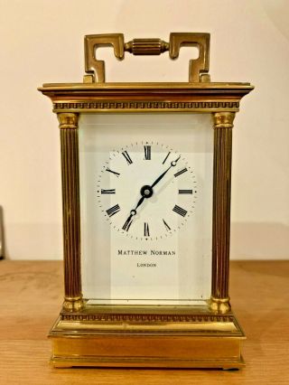 Vintage Matthew Norman London Carriage Clock Good Order Swiss Made