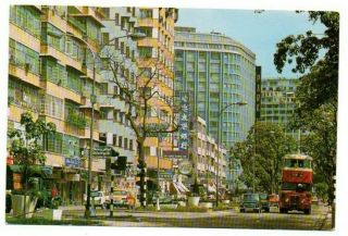 Hongkong Postcard Street Scene Tsimshatsoi Hong Kong Note Bus Vintage 1960s