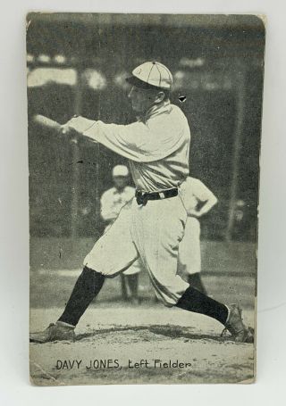 Vtg 1908 Davy Jones Detroit Tigers Postcard Card 1902 Series Ben Franklin Stamp