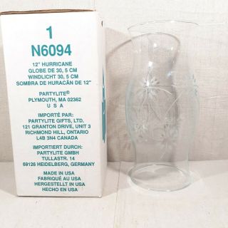 Partylite 12 " Clear Glass Hurricane Candle Shade Globe N6094.