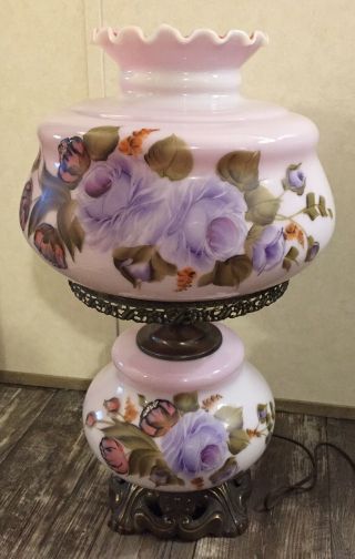 Stunning - Gone With The Wind - Hurricane/parlor Lamp - Hand Painted