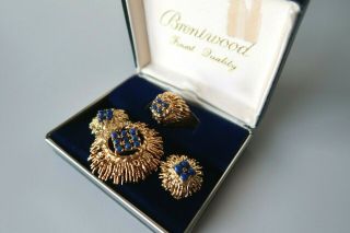 Vintage 1970 Christian Dior Grosse 4pc Jewelry Set - Brooch,  Ring,  Earrings Rare
