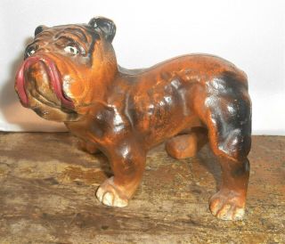 Antique Hubley Cast Iron English Bulldog 5 " Doorstop,  Best Paint Nr