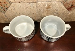 Set of 2 Vintage Soup and Crackers Mugs Bowls Speckled Stoneware with Handles 3