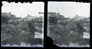 1900s Historic China Steps to Water Tradesman Glass Photo Camera Negatives (2 BB 2