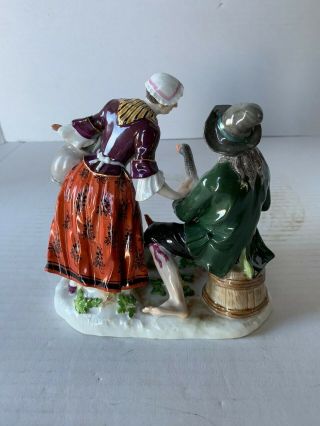 Antique Meissen porcelain group of fish and goose seller 4