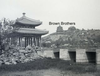 1900s Historic China Summer Palace & Boat House Glass Photo Camera Negative Bb