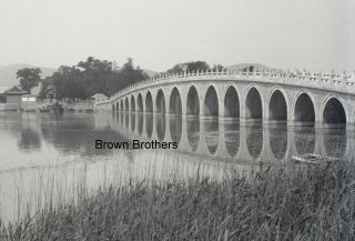 1900s Historic China Summer Palace Marble Bridge Glass Photo Camera Negative Bb