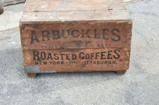 Large Antique Arbuckles Wood Wooden Coffee Box Crate Lady Liberty Angel Graphics