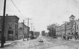 Rppc Edmore Mi 1922 View On Main Street With Old Cars & Stores Vintage Mich 595