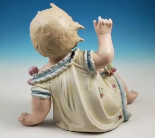 2 Large Antique Conta Boehme Bisque Porcelain Piano Baby Figurine Matching Pair 5