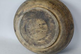 LATE PILGRIM PERIOD 17TH C AMERICAN TURNED & HEWN MAPLE BOWL TRACES OF BLACK 4