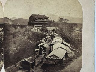 1850s China Stereoview 5 Storied Pagoda In Canton By Pierre Rossier