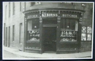 Vintage B T Burns Butcher Shop Front 54 Hide Hill Berwick Upon Tweed Rp Postcard