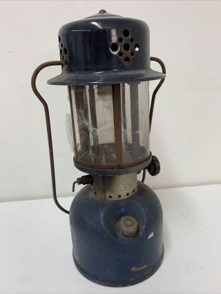 Vintage Coleman 243 Lantern Rare Midnight Blue Broken Sides Made In Usa